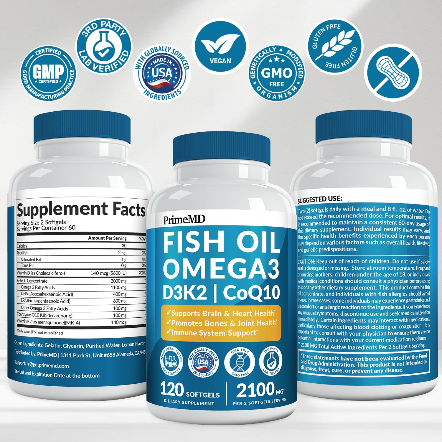 PrimeMD Omega-3: tests qualité, métaux lourds vérifiés.