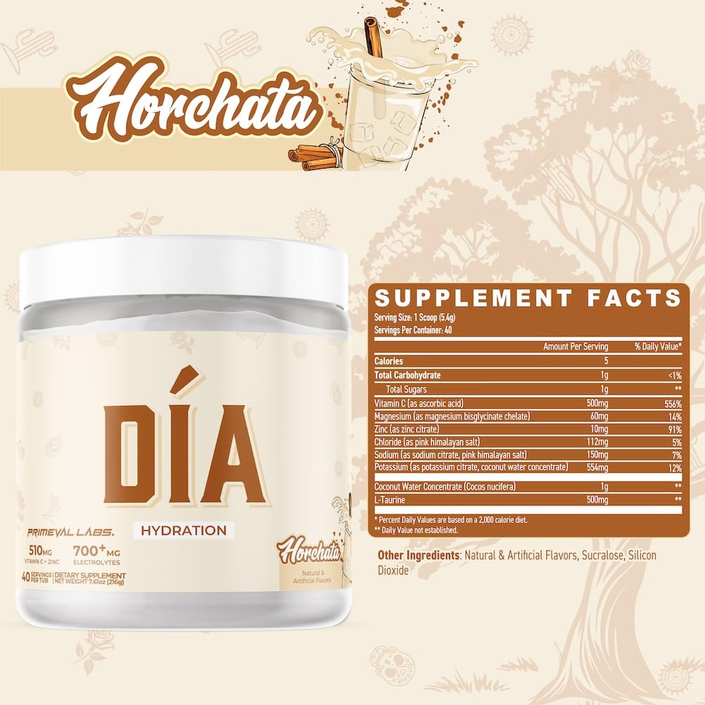 DIA Hydration poudre horchata, mélange facile pour une boisson légère.