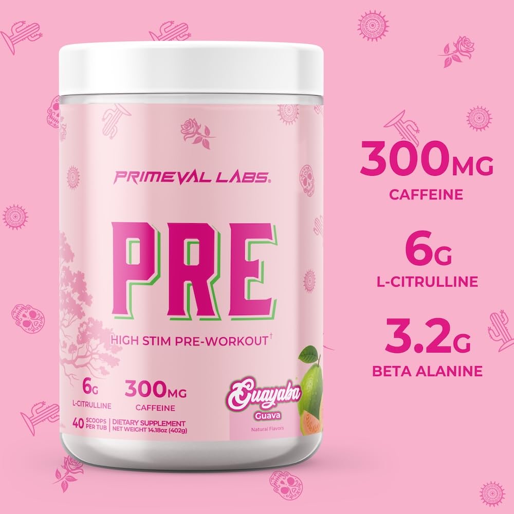 Primeval Labs PRE, taurine et bétaïne pour hydratation et performance.