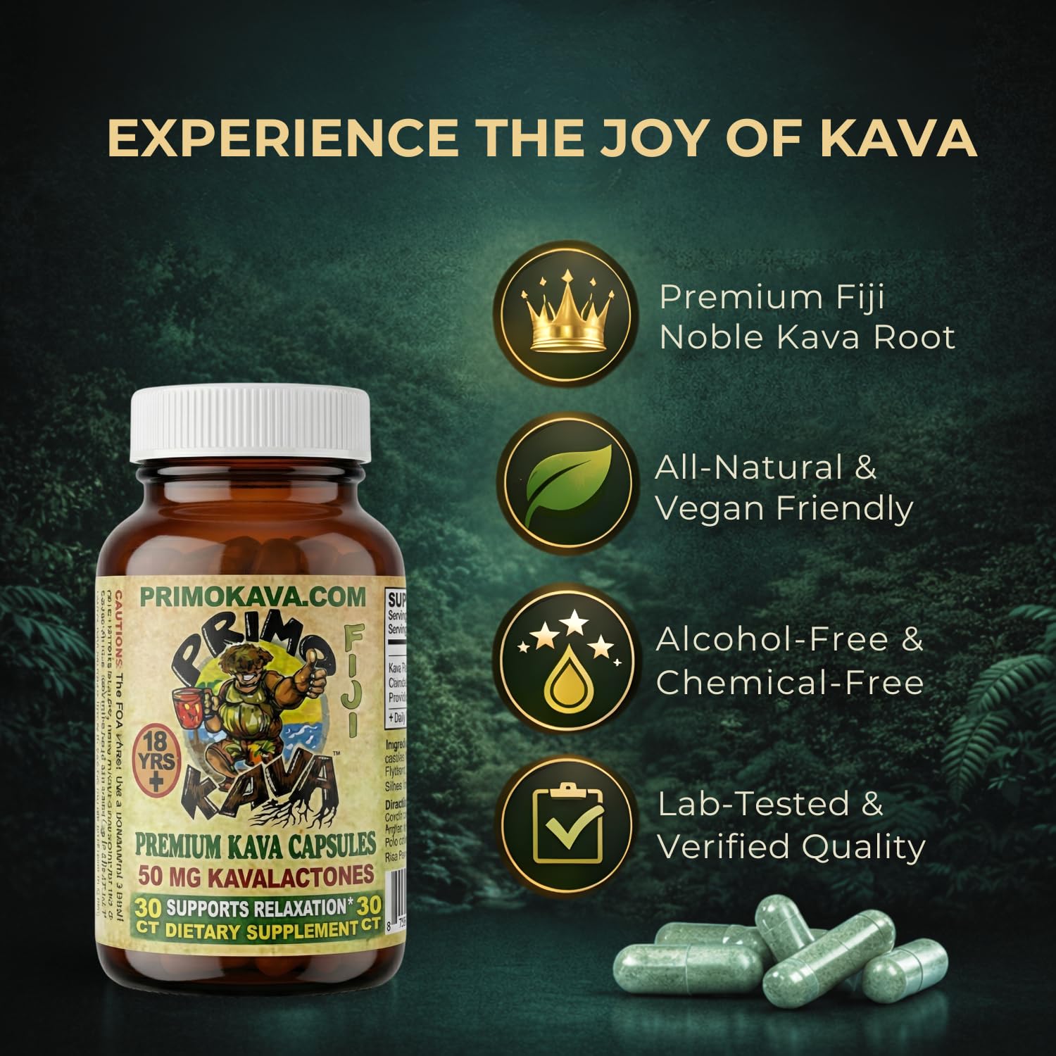 PRIMO KAVA – bouteille 30 gélules pratique et rapide