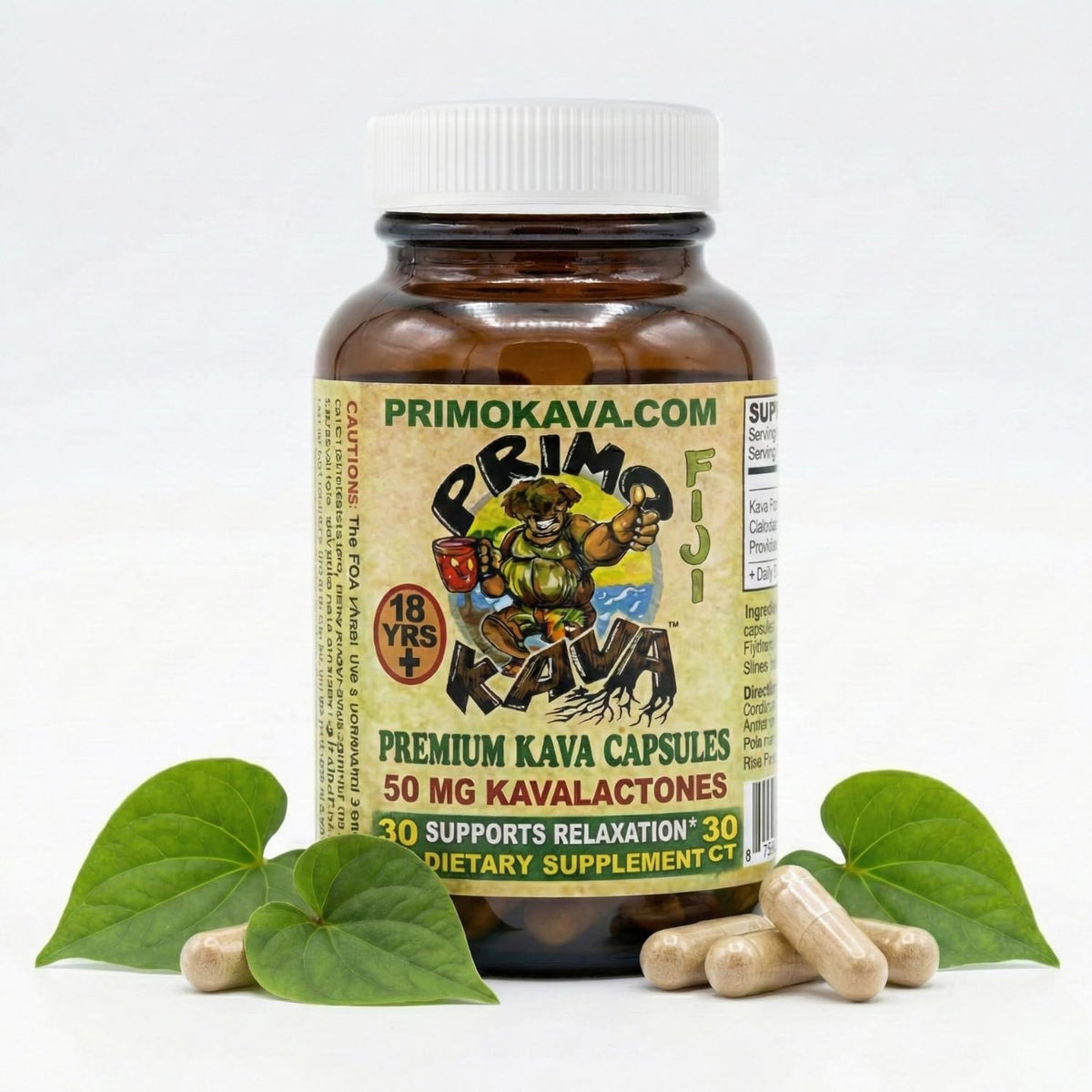 PRIMO KAVA – gelules Fiji avec extrait de kavalactones pour détente potentielle