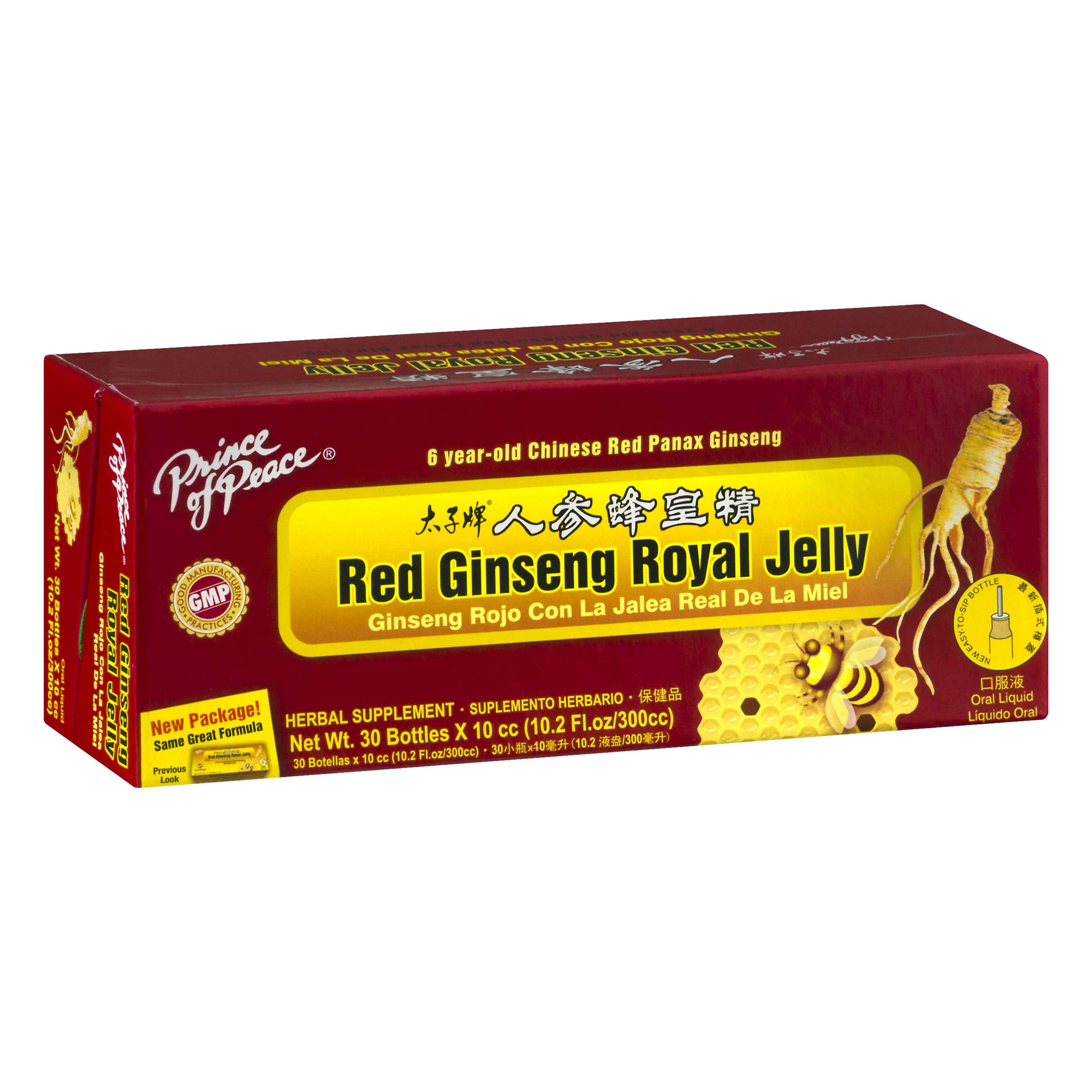 Prince of Peace Ginseng Rouge Gelée Royale, etiquette, énergie et qualité premium.