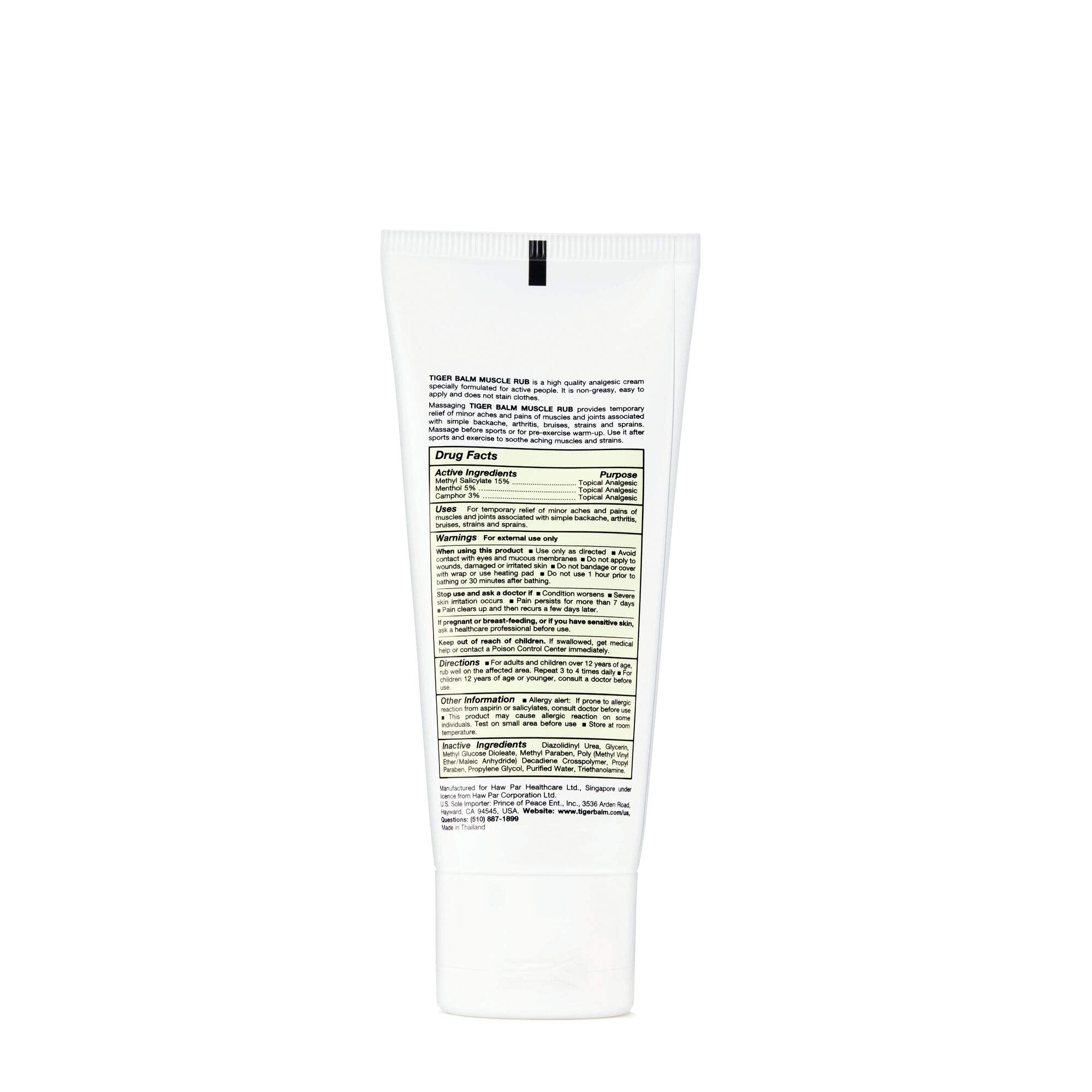 Prince Of Peace Tiger Balm Muscle Rub tube, massage apaisant après effort.