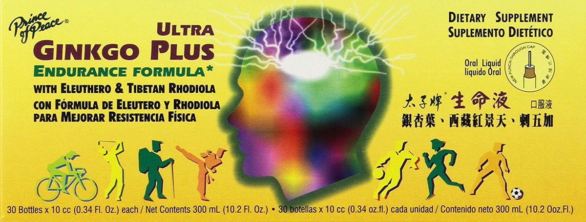 Prince Of Peace Ultra Ginkgo Plus: bouteille à boire facile pour les activités quotidiennes.