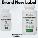 PRISTINE'S Benfotiamine — tablettes en gros plan, absorption potentielle.