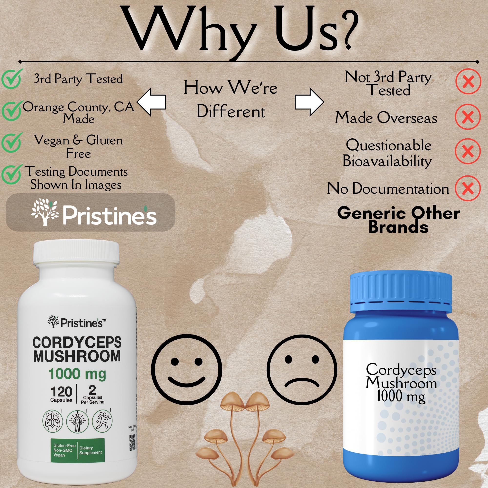 PRISTINE'S Cordyceps, capsule, soutien immunitaire et respiration