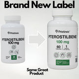 PRISTINE'S Pterostilbene capsules, prise pratique pour une routine santé et énergie.