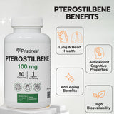 PRISTINE'S Pterostilbene myrtilles, origine naturelle et potentiel soutien antioxydant.