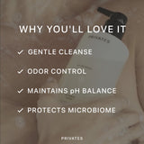 PRIVATES – mousse douce sans sulfates, sensation de fraîcheur en douche.