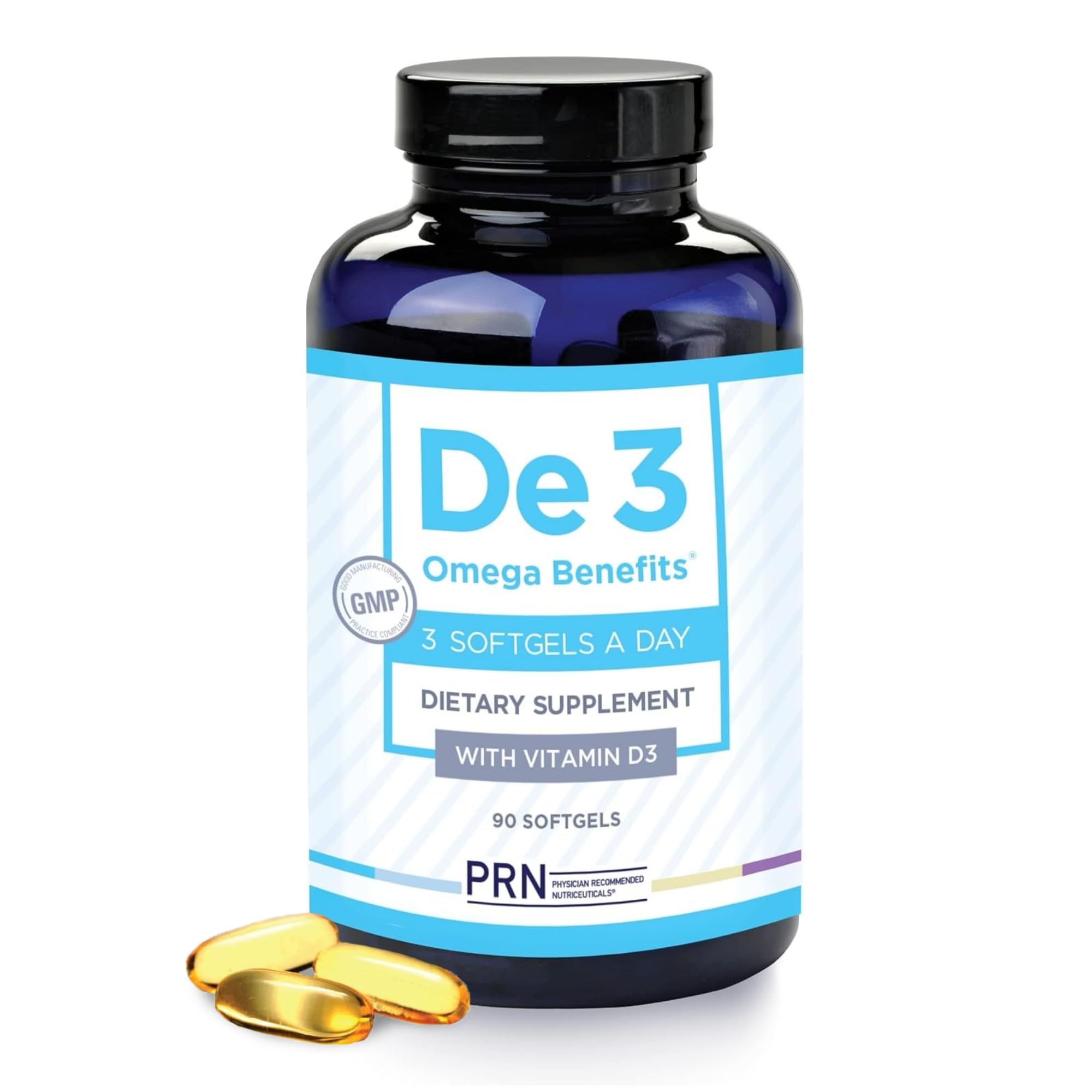 PRN De3, bouteille d'oméga-3 ultra-pure pour les yeux secs.