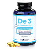 PRN De3 Omega 3 Bouteille soutient l'hydratation oculaire avec une huile concentrée.