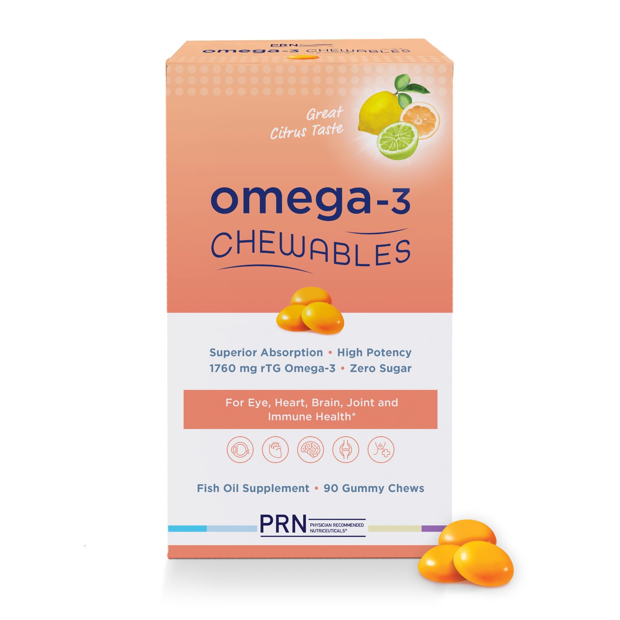 PRN Oméga-3 Gummy – boîte 90 gommes pour une prise quotidienne pratique.