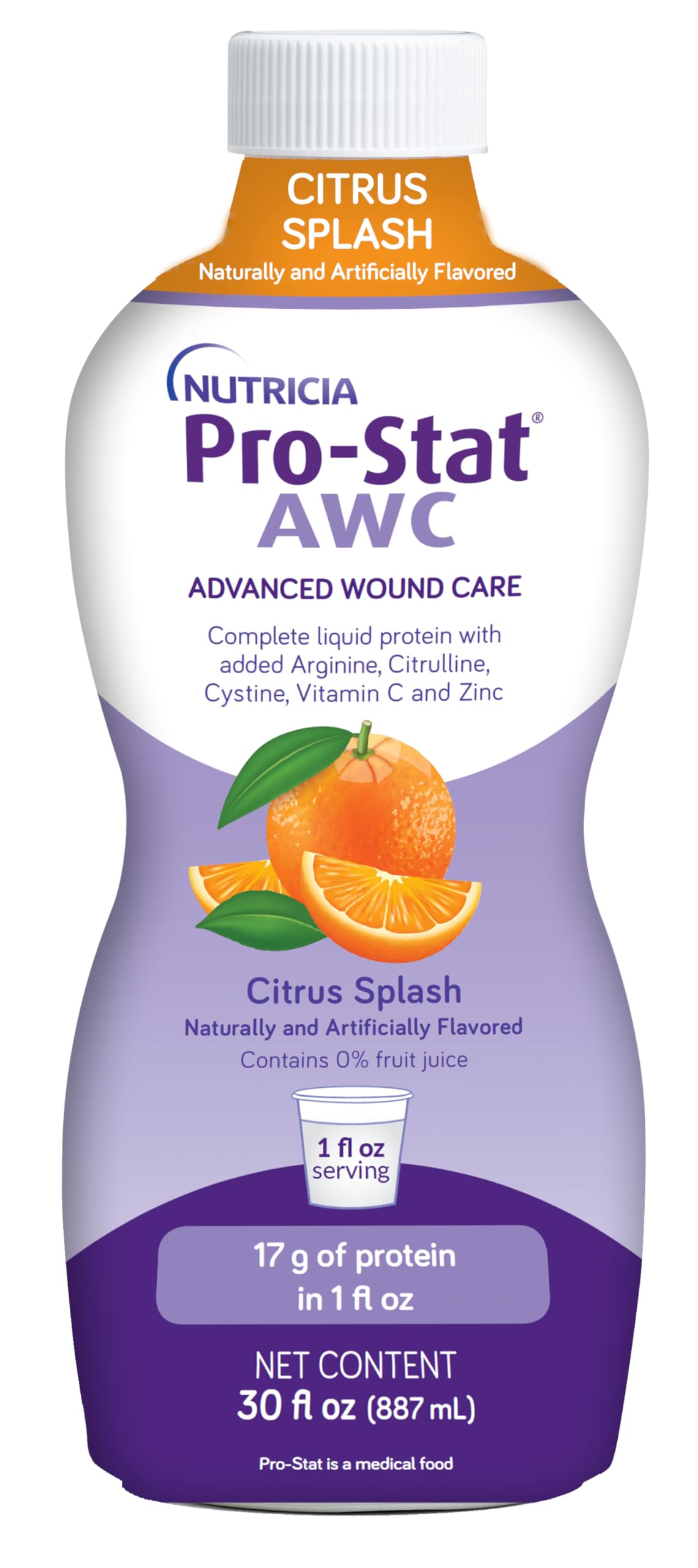 Pro-Stat AWC, bouteille Éclat d'Agrumes prête à boire pour le soutien nutritionnel.