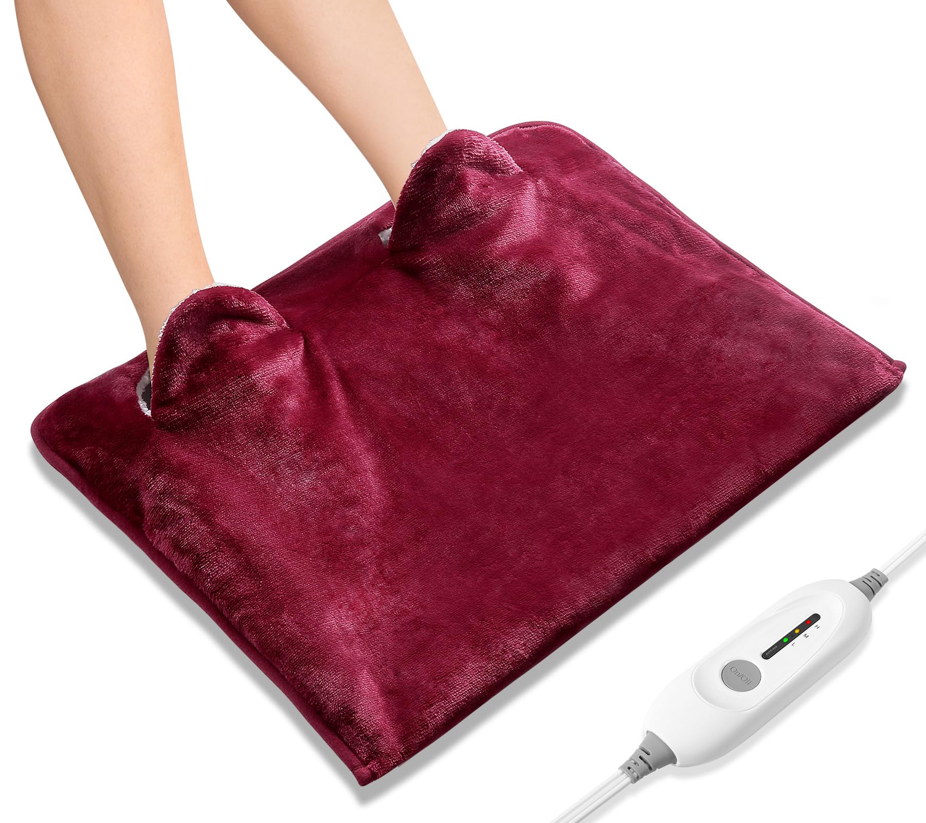 Chauffe-pieds PROALLER en flanelle rouge sur canapé, réconfort doux.
