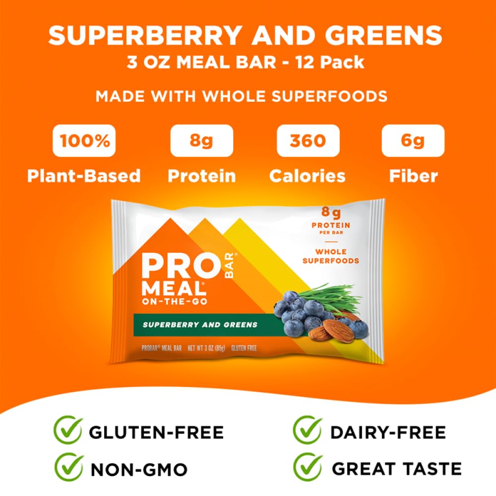 Bar PROBAR MEAL, 360 calories pour énergie rapide avant l'effort.
