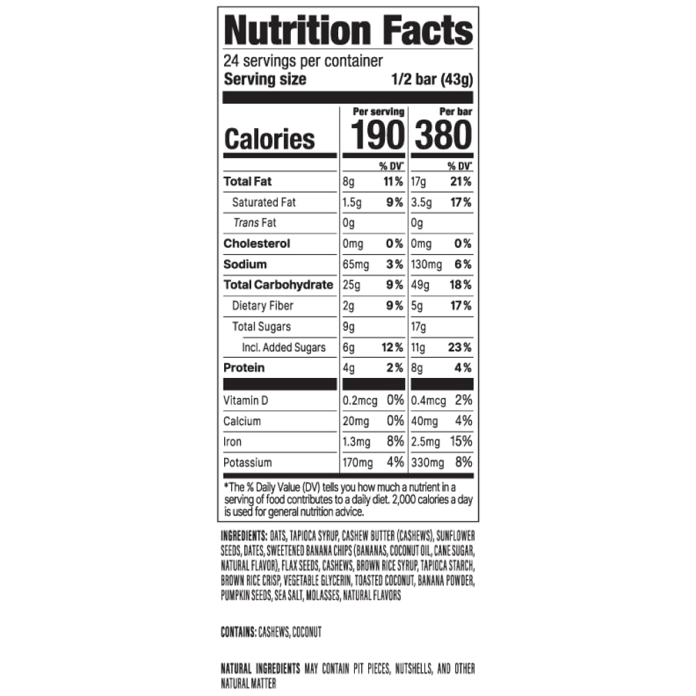 PROBAR MEAL Bar Banane-Noix-Pain, source de protéines et calories nourrissantes.