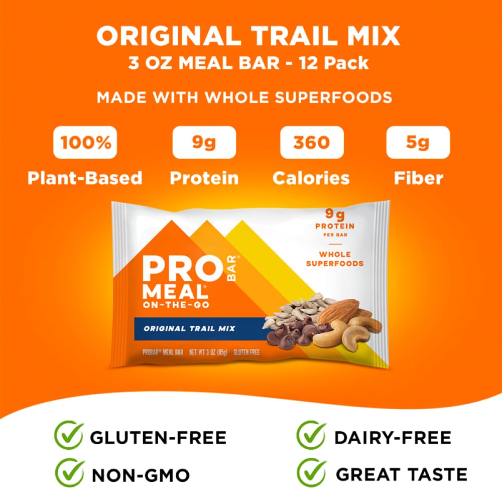 PROBAR MEAL Bar Original Trail Mix : sans gluten et sans soja, option pratique