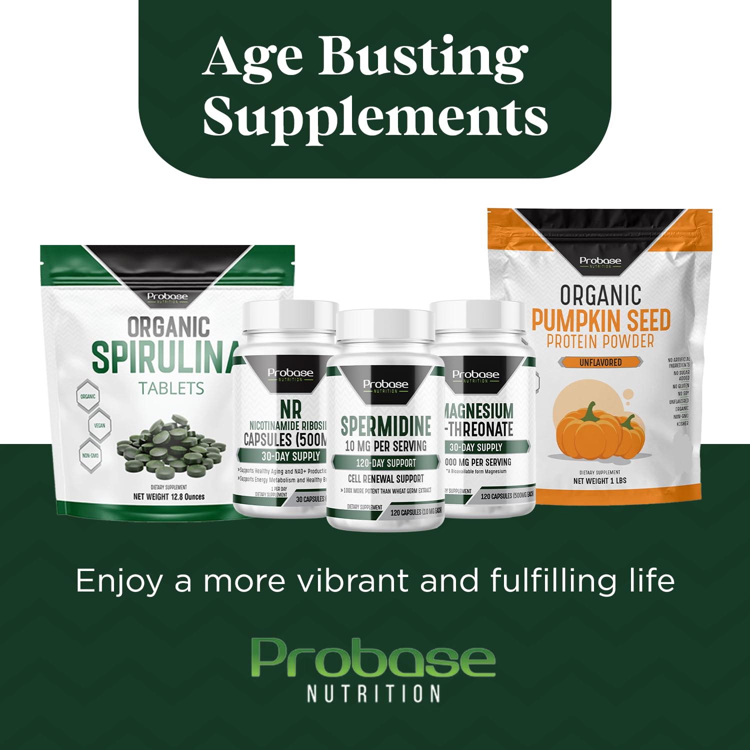Probase Nutrition Spiruline – protéines vegetales et acides gras.