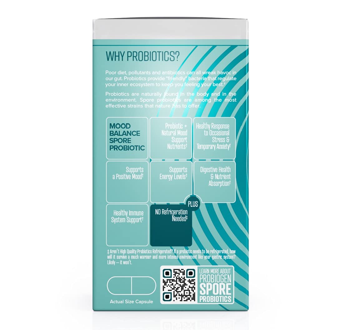 Probiogen Stress & Mood Balance – flacon sans gluten, soja, lait et OGM.