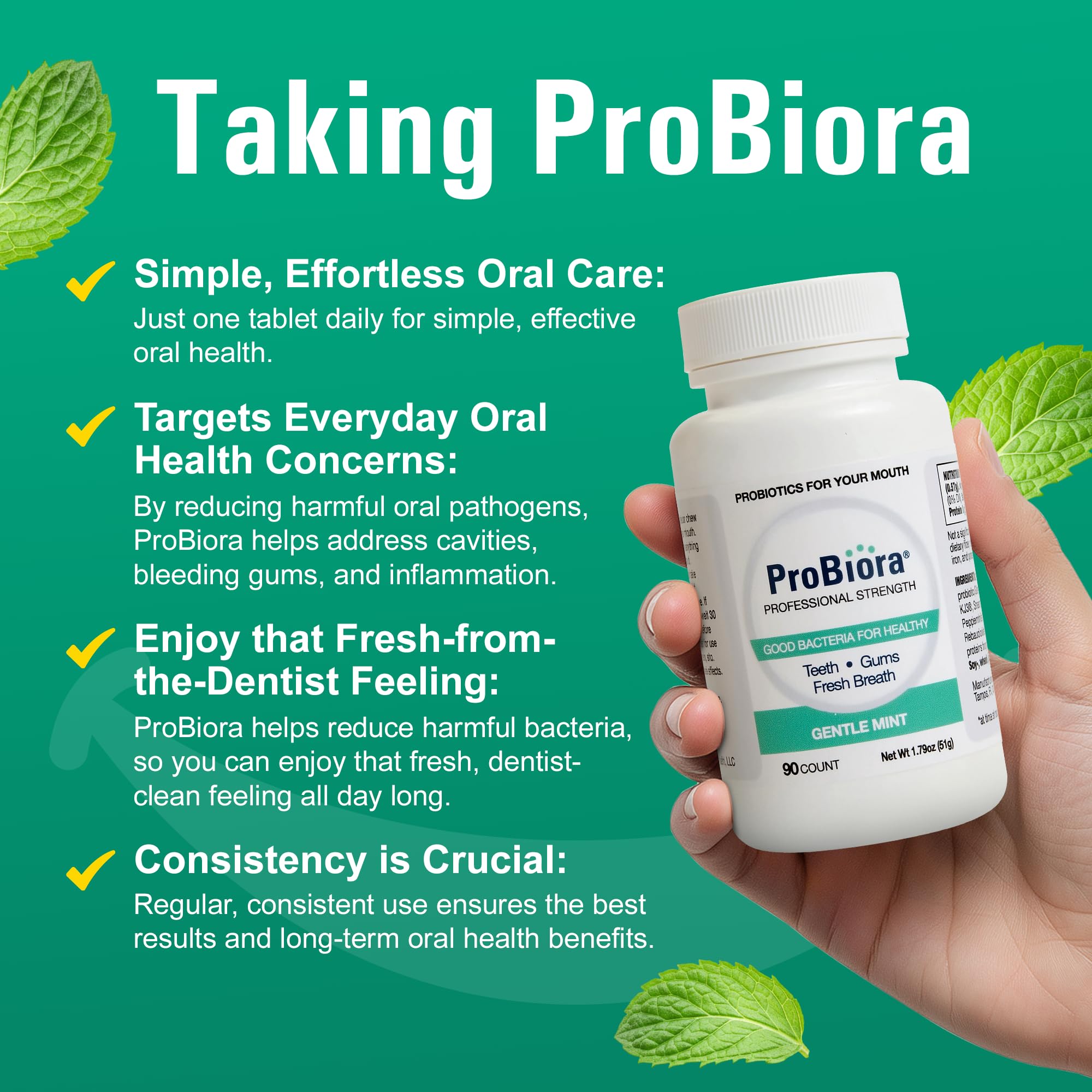 Pastilles menthe ProBiora Health Professional Strength offrant haleine durable