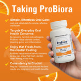 ProBiora Health tablettes orange, détail de forme et texture faciles à croquer.