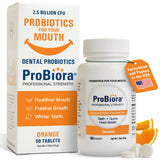 ProBiora Health tablettes orange professionnelles, équilibrant les bactéries buccales pour une haleine plus fraîche.