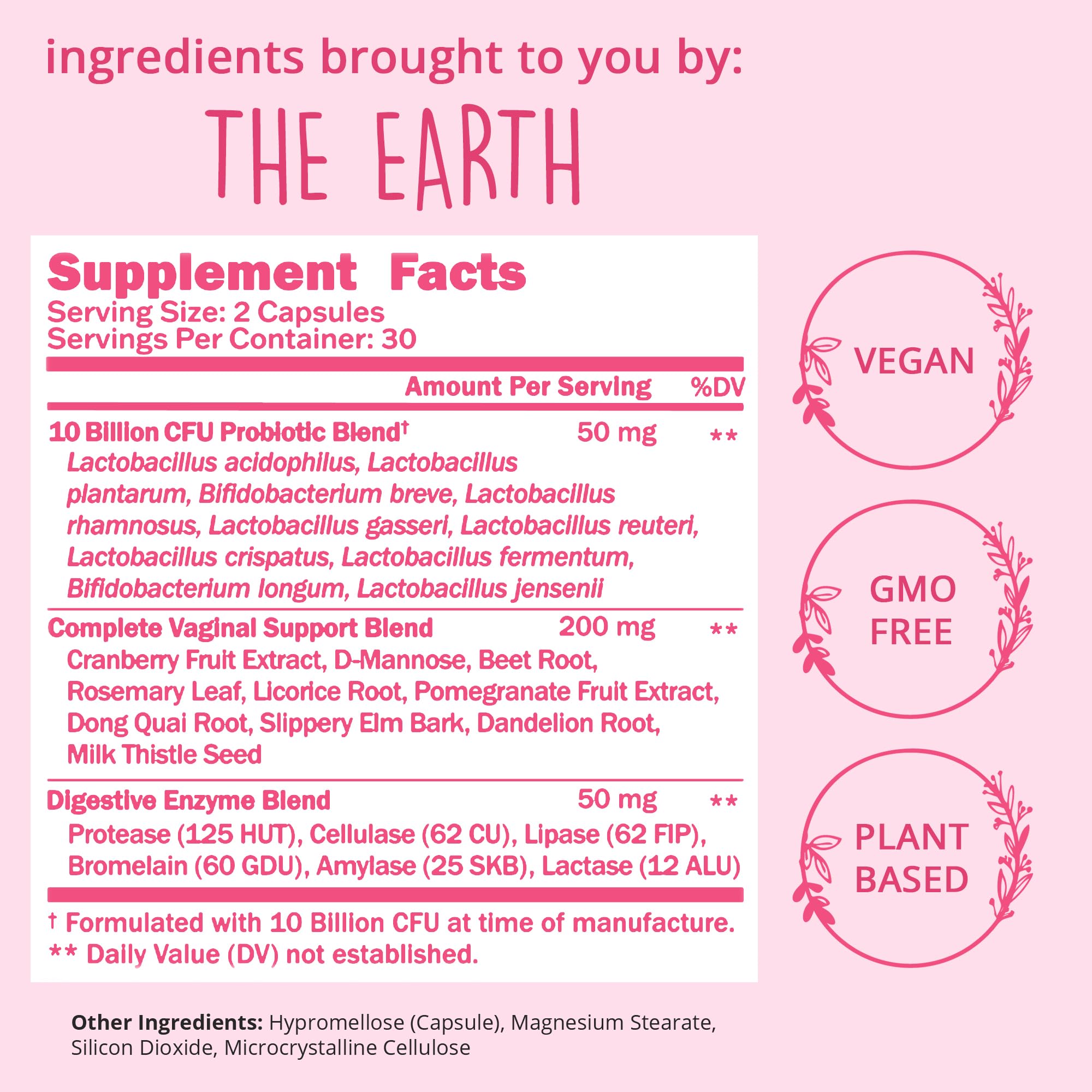Happy Healthy Hippie – composition montrant les 10 souches et ingrédients.