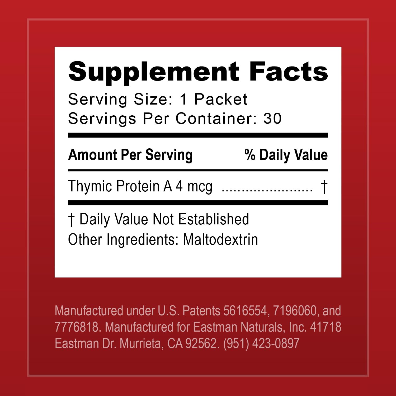 ProBoost Thymic Protein A : fabriqué aux États-Unis, contrôle qualité.