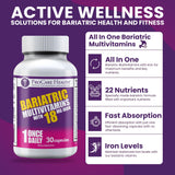ProCare Health Bariatric Multivitamin, ingrédients et vitamines: contient fer, vitamine D, B12 et zinc.