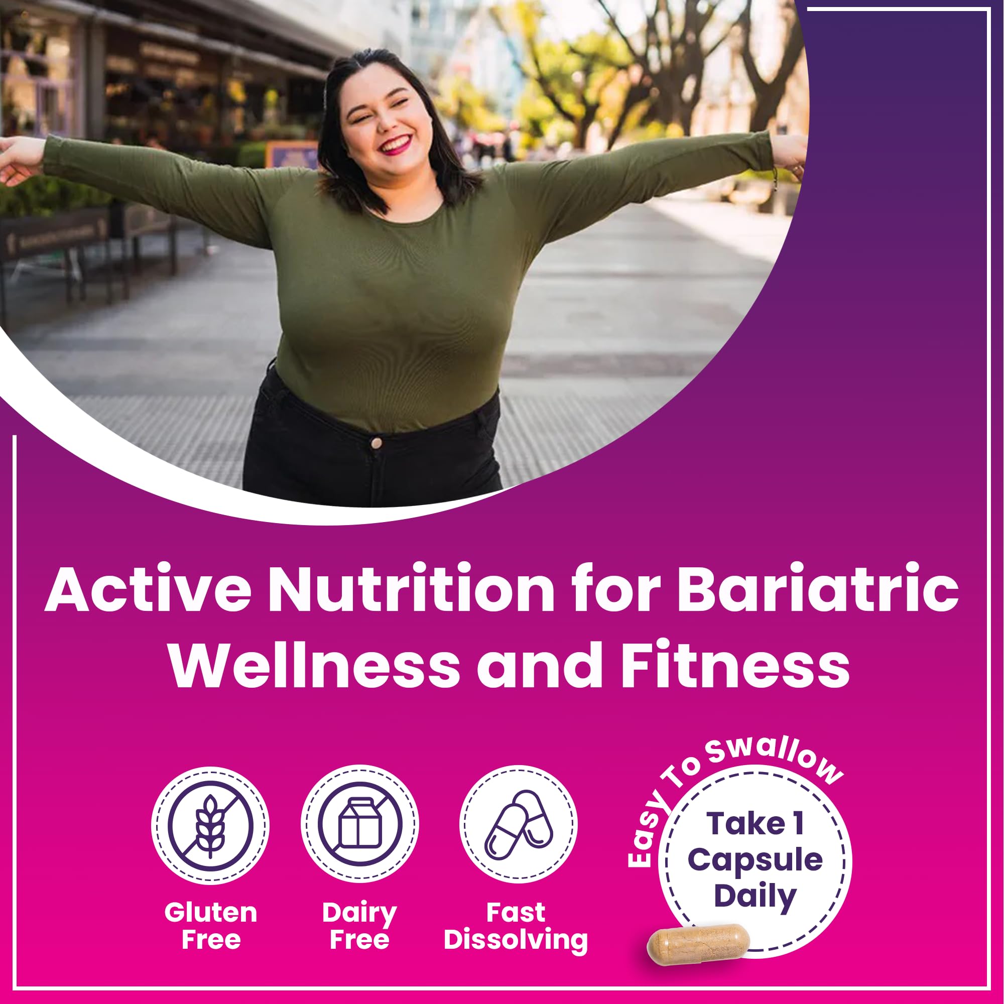 ProCare Health Bariatric Multivitamine, capsules quotidiennes, ingestion facile et sans arrière-goût.