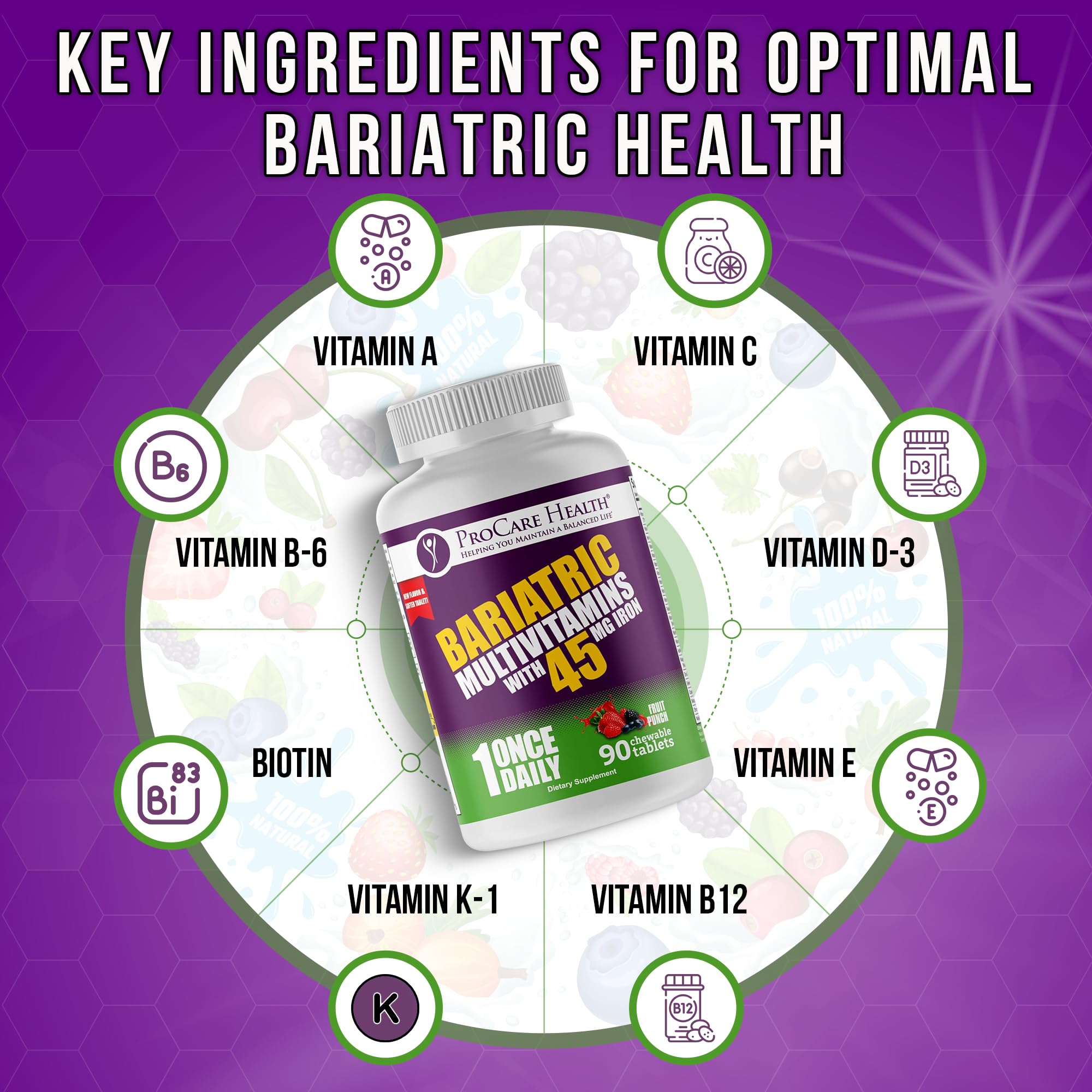 Comprimés bariatiques ProCare Health – texture douce et goût fruits-punch