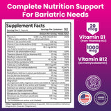 ProCare Health Multivitamine bariatrique, emballage sans colorants artificiels, consommation sûre.