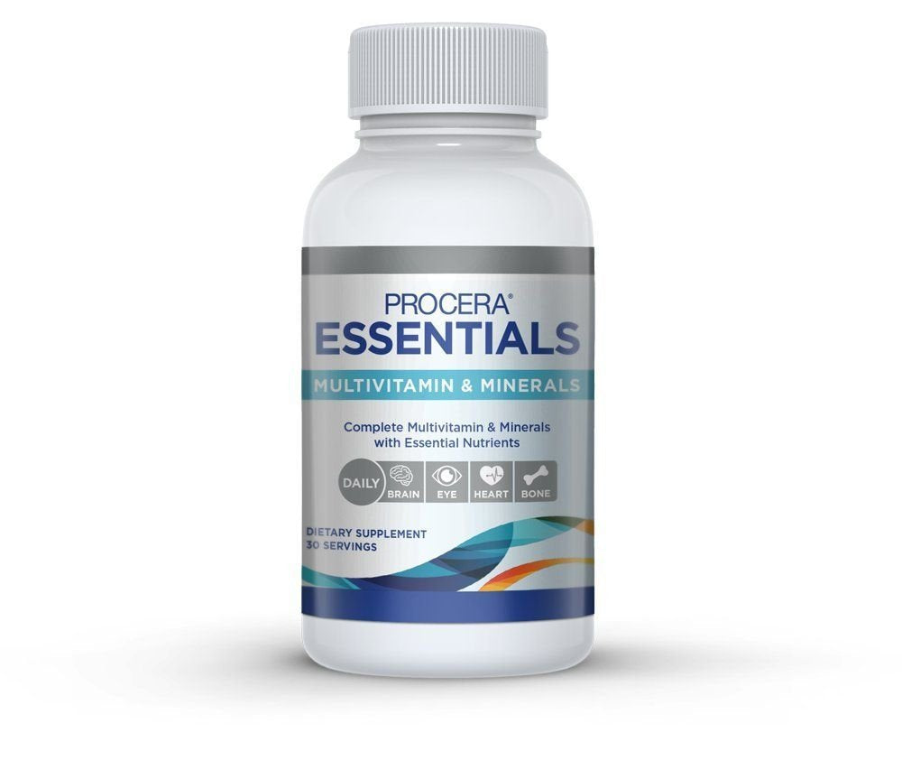 Procera Essentials: flacon de vitamines renforçant l'immunité et la vitalité quotidienne.
