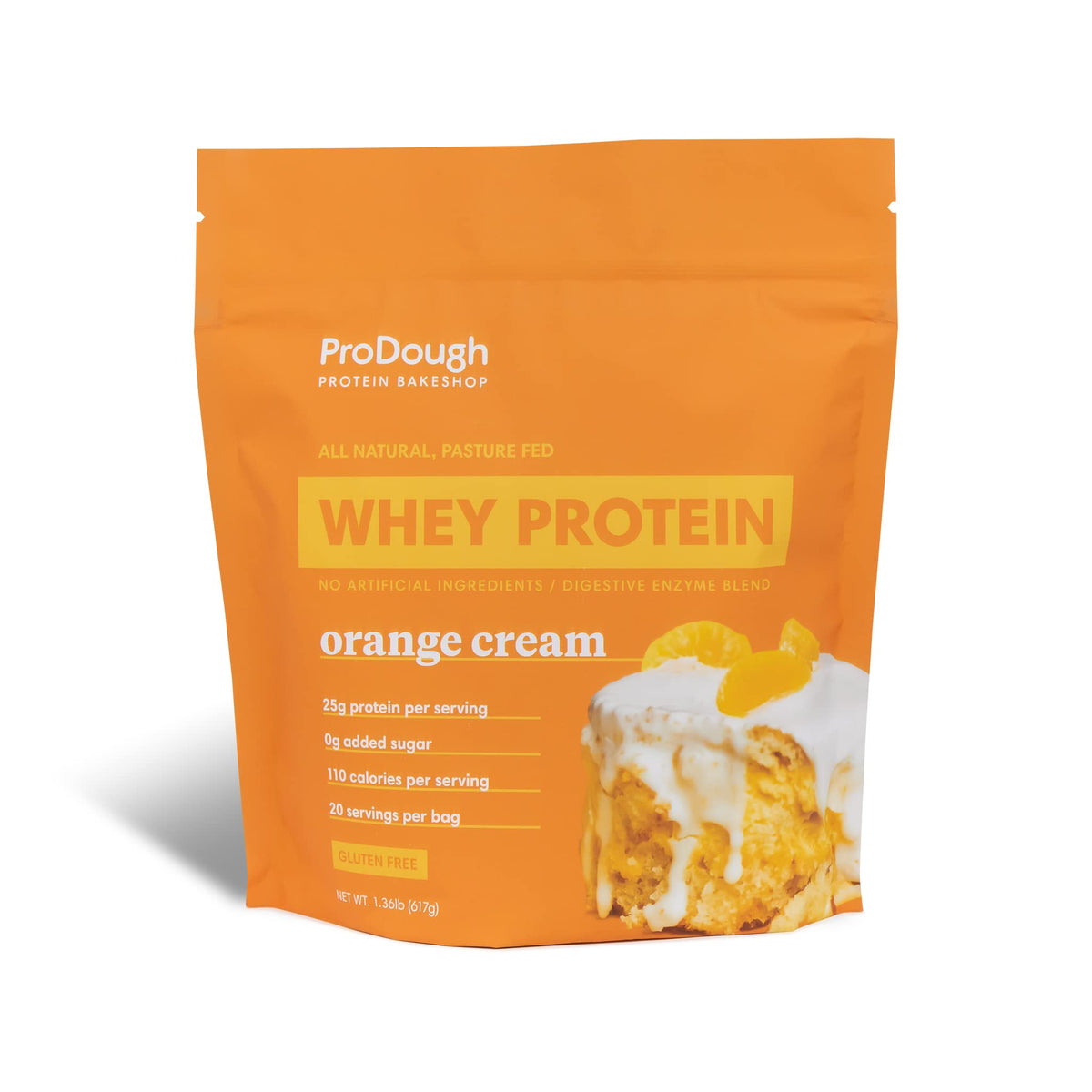 ProDough Orange Crème flacon, parfait pour shakes protéinés après l’entraînement.