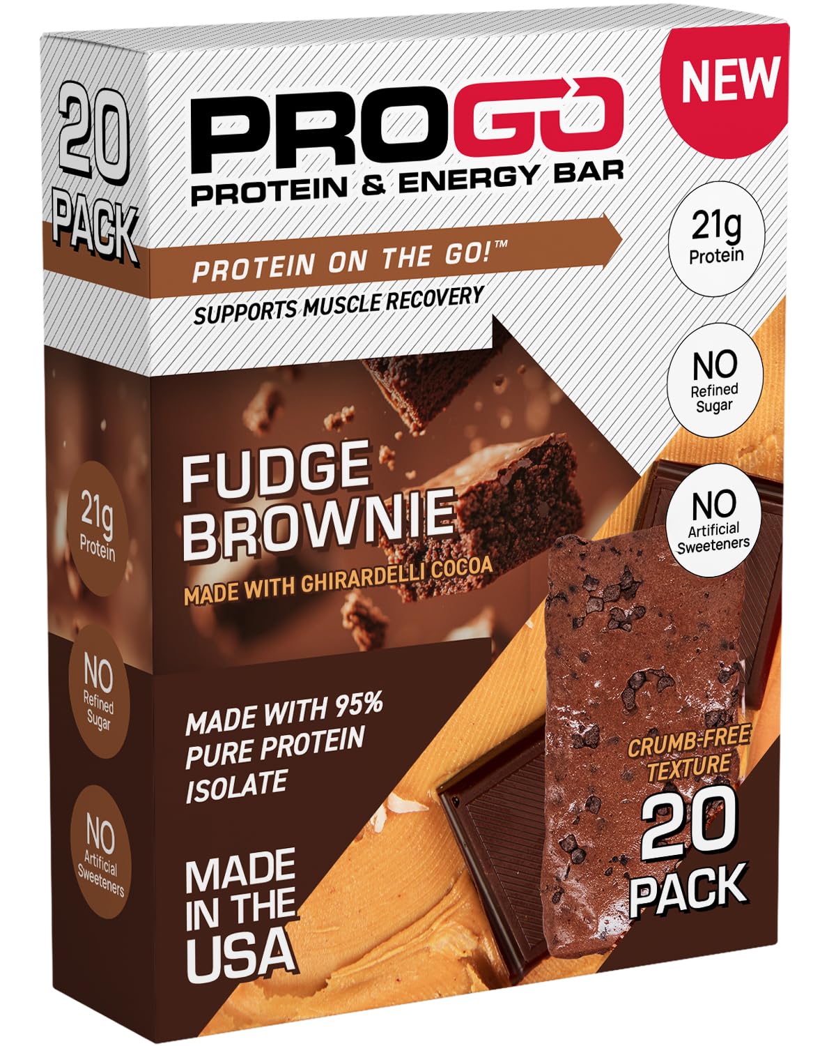 Barre ProGo Protéinée, texture veloutée, énergie durable après l'entraînement.