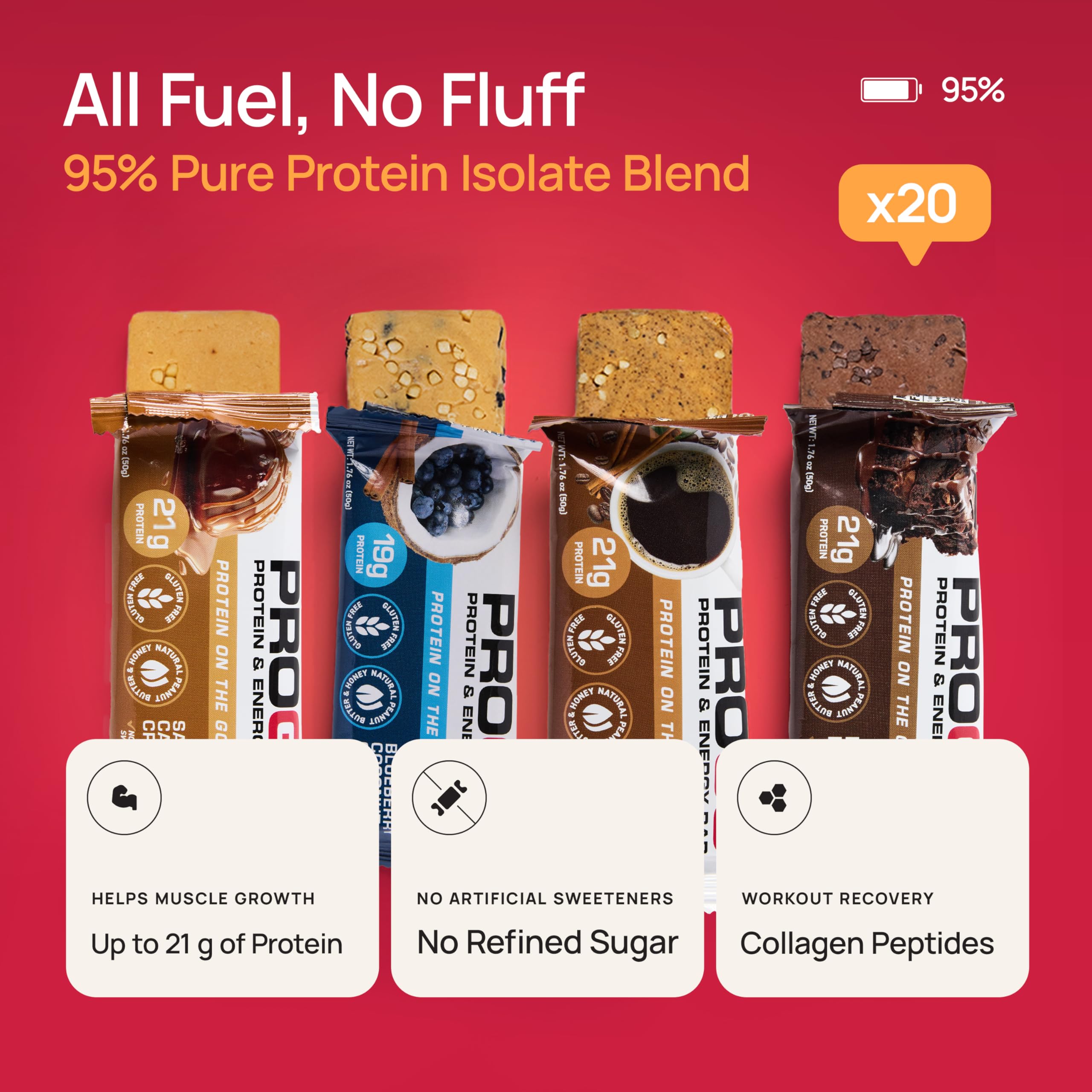 Barre ProGo Salted Caramel Crunch avec miel et cacahuète naturels.