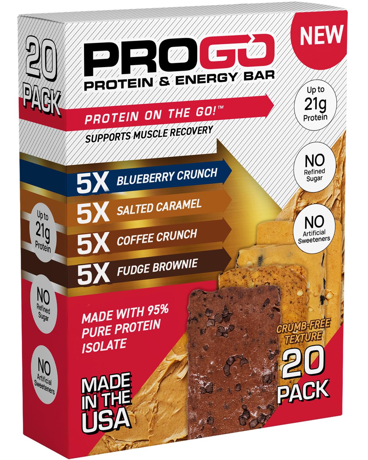 Barre ProGo Salted Caramel Crunch, 21 g de protéine et énergie soutenue.