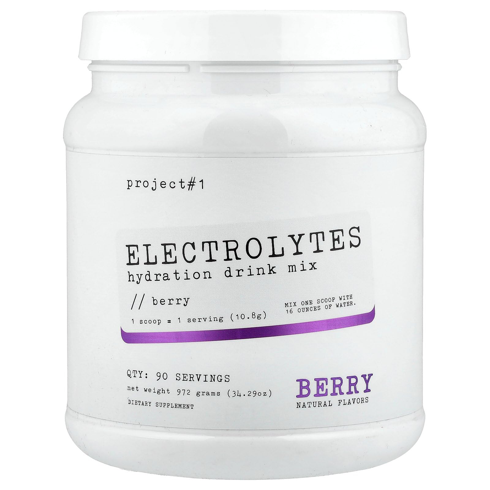 Project #1 Électrolyte Drink Mix saveur framboise-myrtille, hydratation légère pendant l'entraînement.