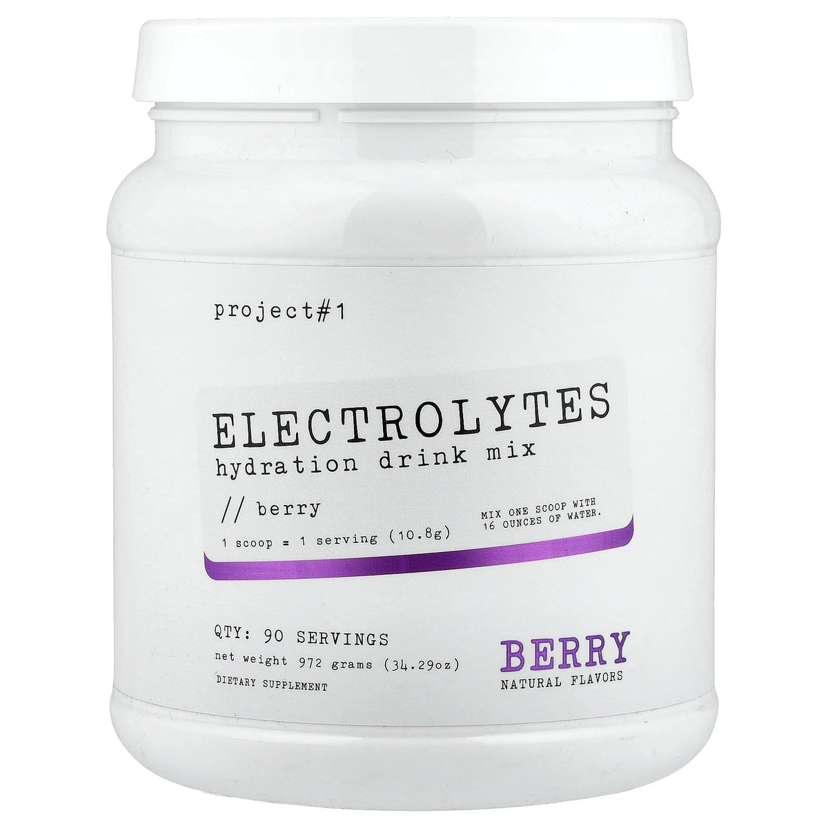 Project #1 Électrolyte Drink Mix saveur framboise-myrtille, hydratation légère pendant l'entraînement.