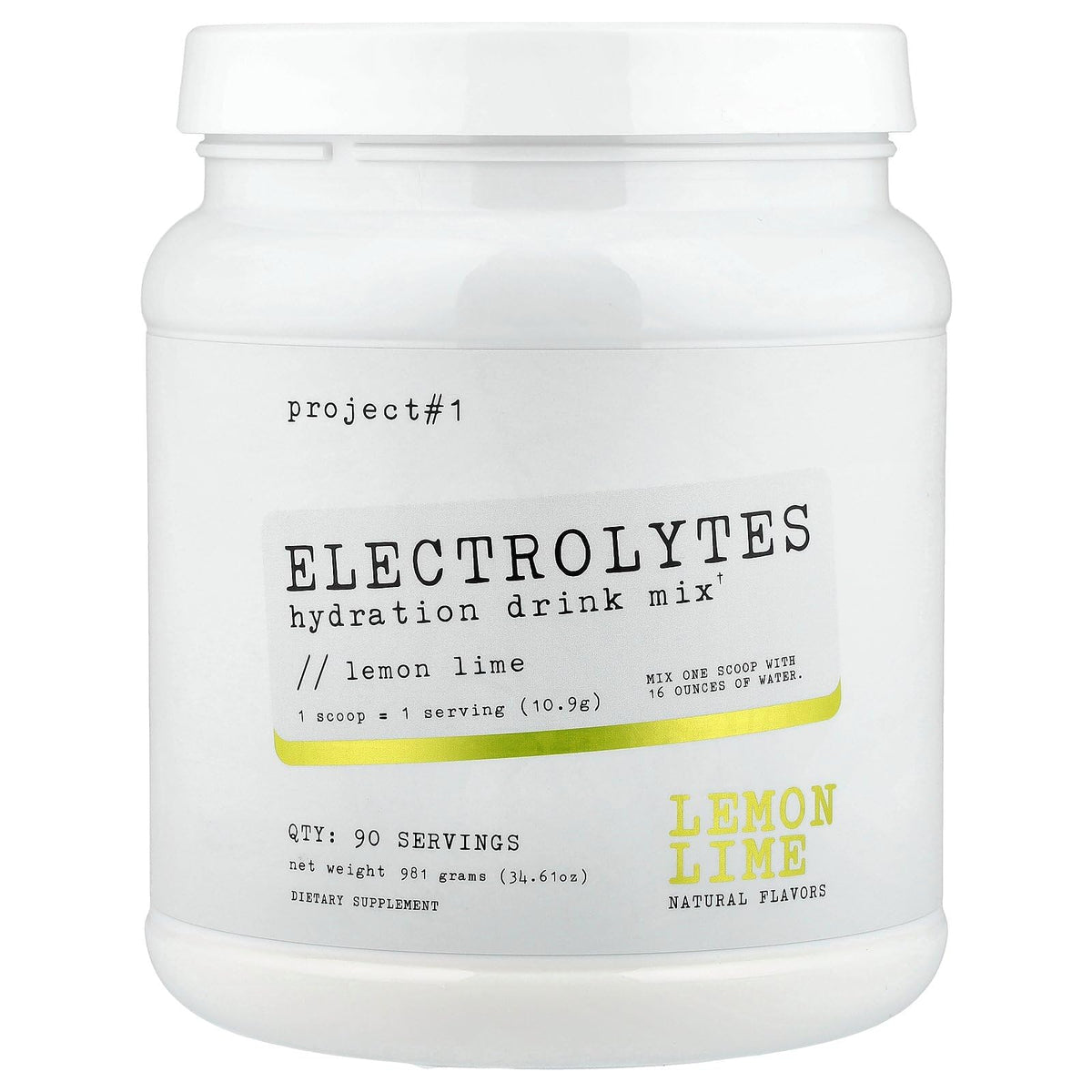 Projet #1 Poudre électrolytique Citron Vert — bouteille verseuse pour hydratation sportive.