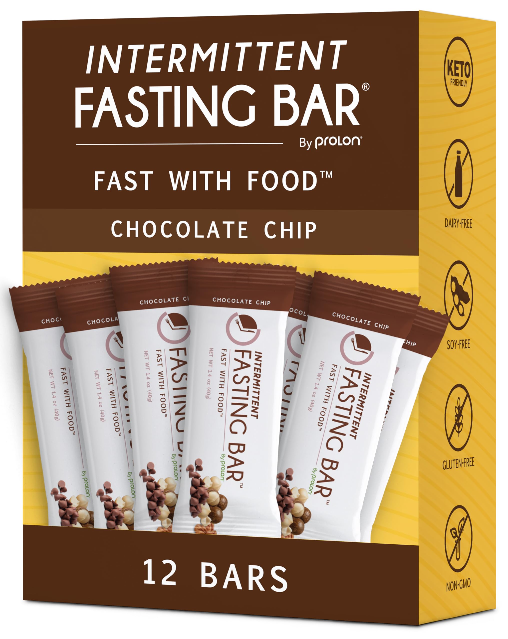 Barres Prolon Chocolat Chip – emballage pratique pour le jeûne et le déplacement.