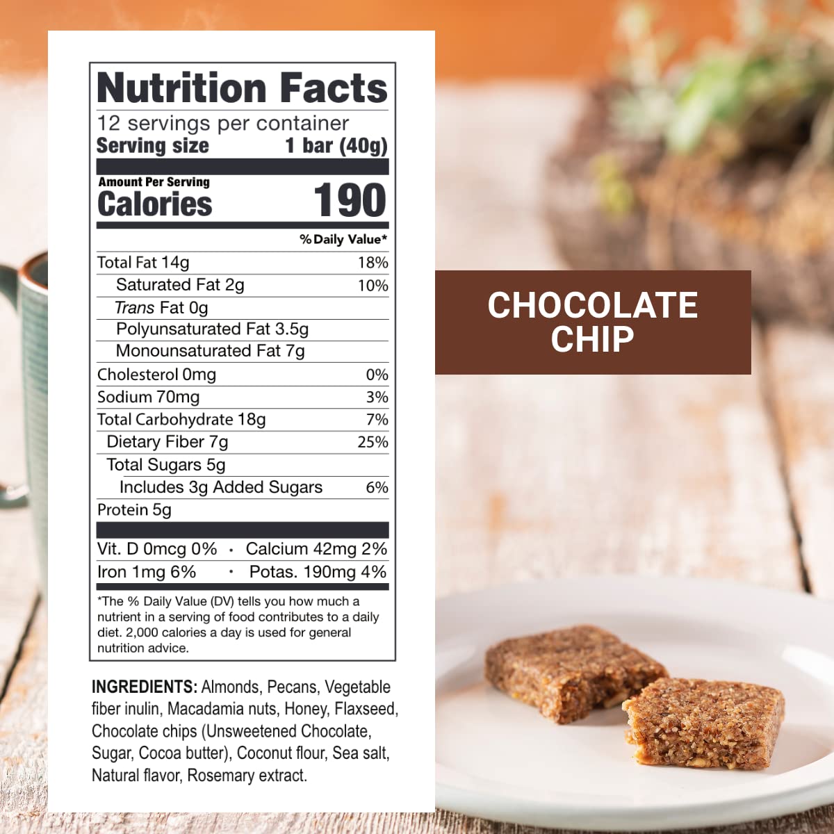 Texture riche et croquante des barres Prolon Chocolat Chip.