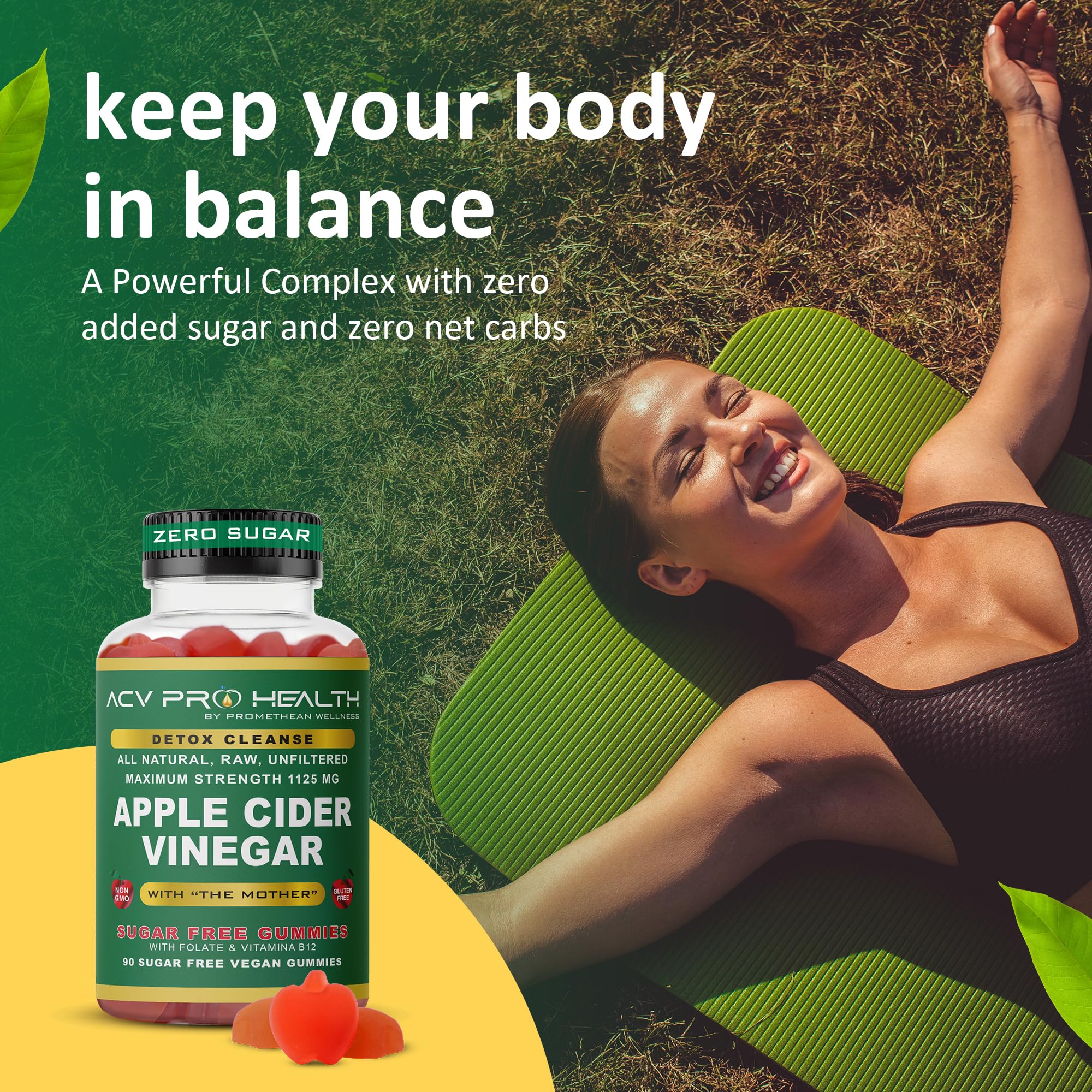 Promethean Wellness ACV Gummies en bouteille: 90 gélules sans sucre