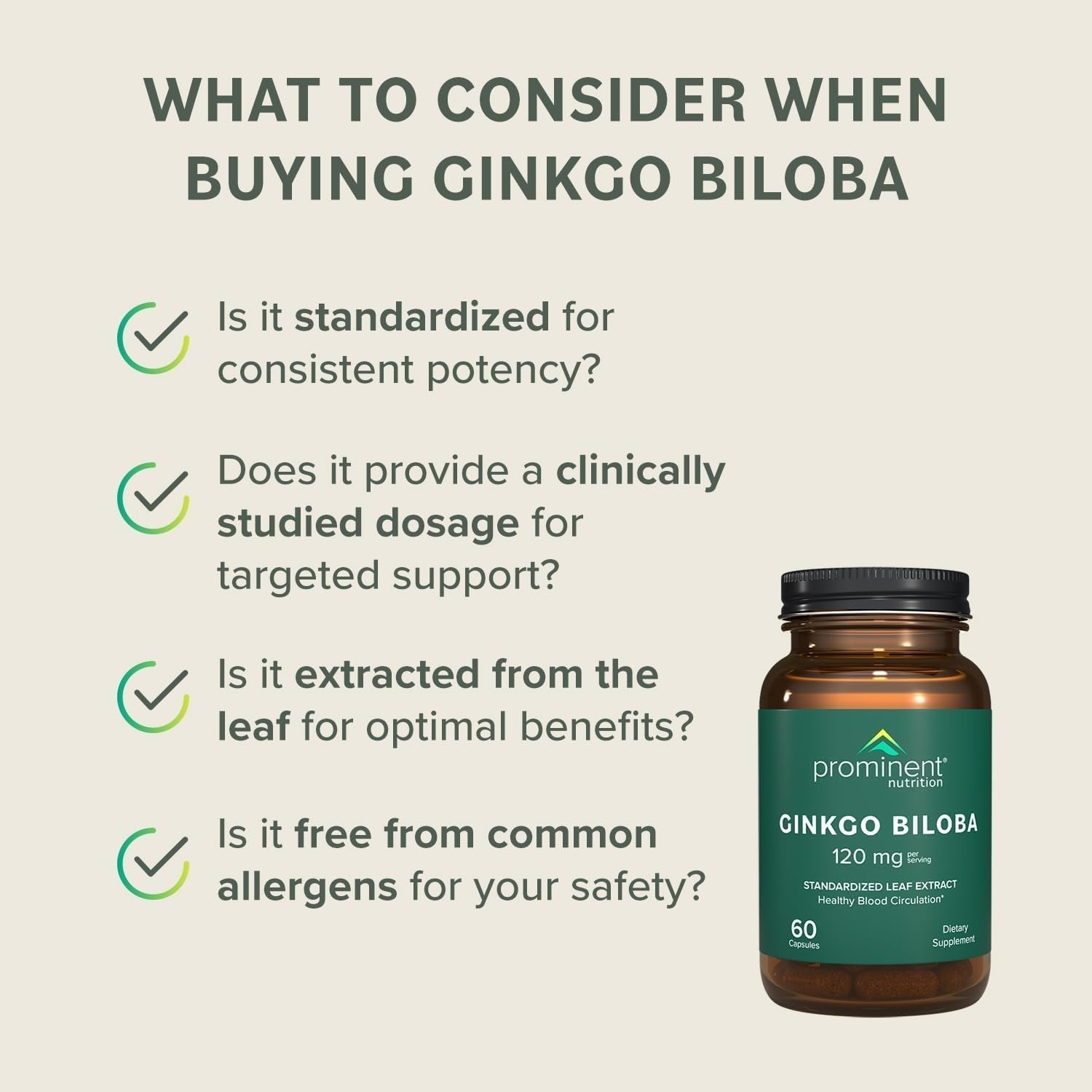 Qualité Prominent Nutrition Ginkgo Biloba, preuves de traçabilité et tests en laboratoire.