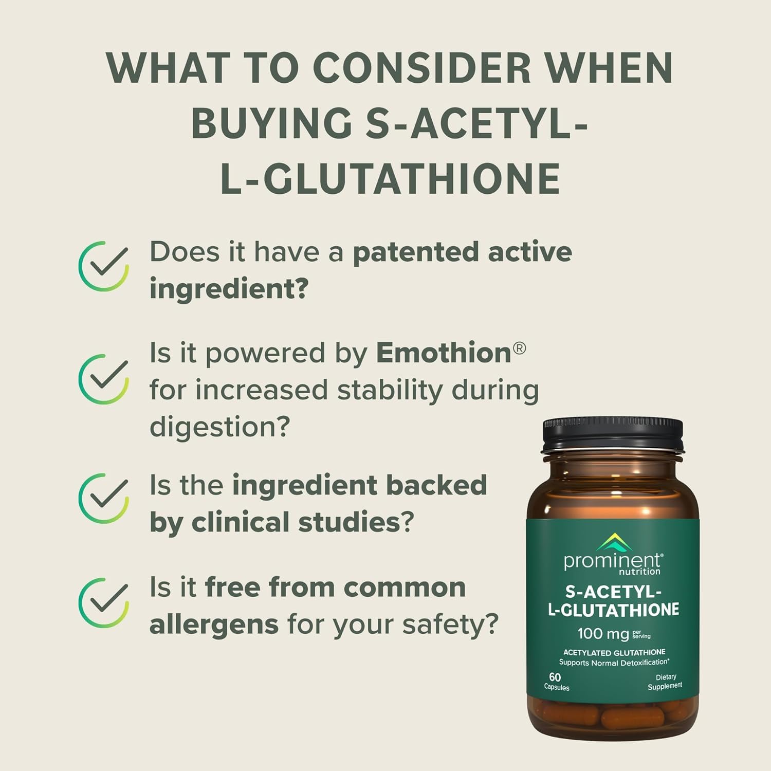 Prominent Nutrition S-acétyl L-glutathion, utilisation quotidienne facile et sans effort
