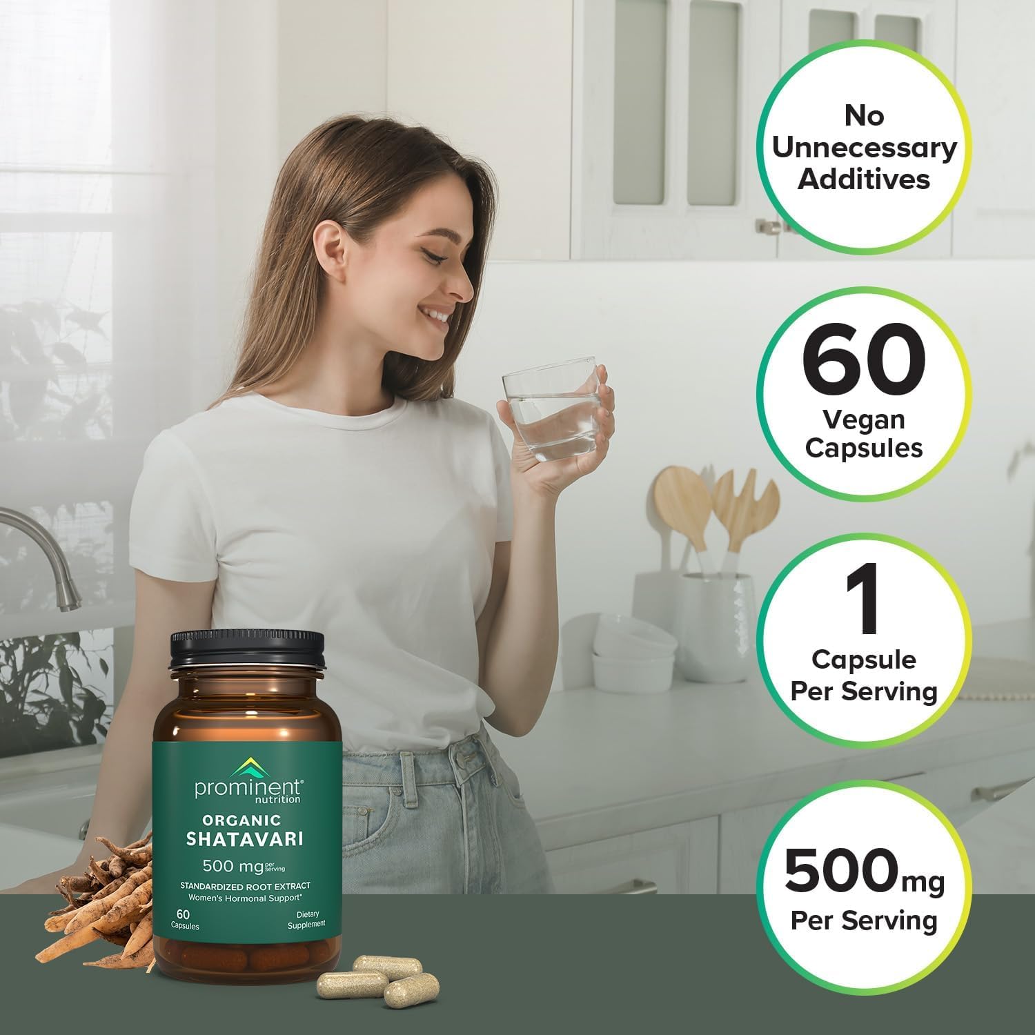 Prominent Nutrition Shatavari: prise quotidienne facile, sans sucre ajouté.