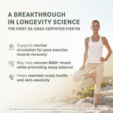 Étiquette Prominent Nutrition Urolithin A + Fisetin détaillant ingrédients et pureté.