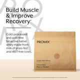 Shake whey Promix Nutrition chocolat cacahuète dans un verre après l'entraînement.