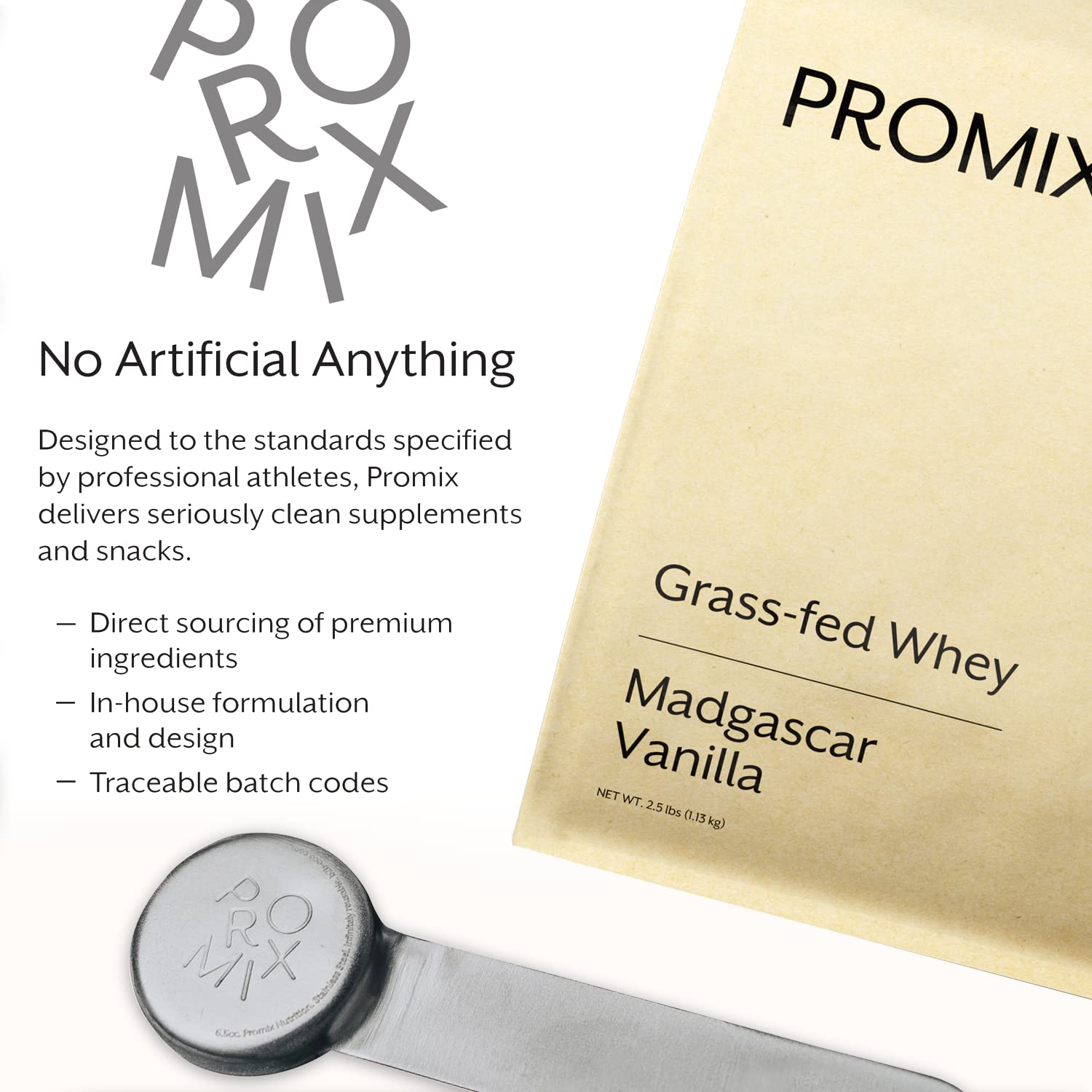 Étiquette nutrition Promix Whey Vanilla, aperçu des protéines et des ingrédients naturels