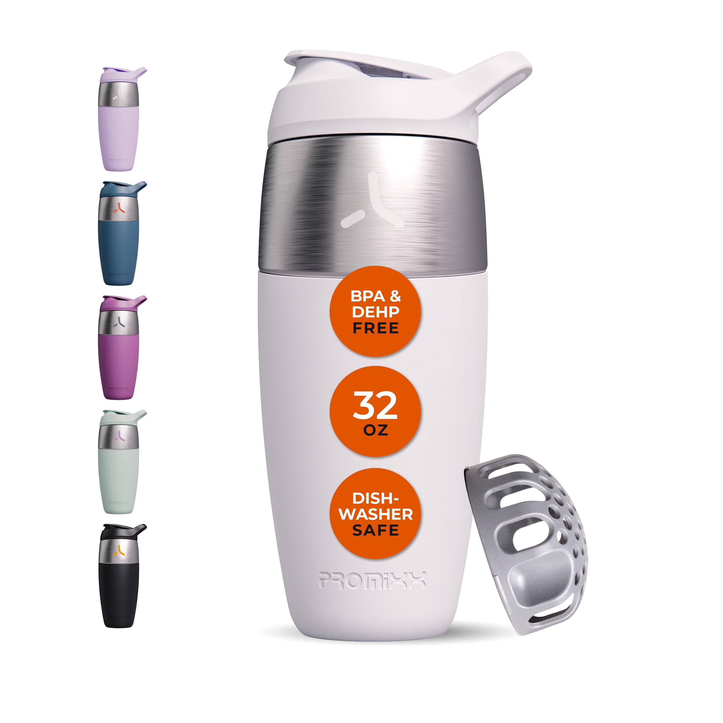 Promixx Bouteille Shaker 32oz en inox, idéale pour shakes protéinés et entraînements.